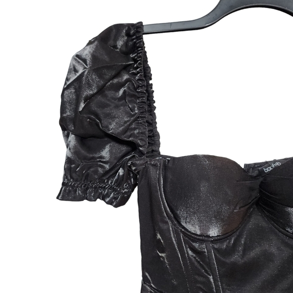 Boohoo Women's Puff Sleeve Cup Detail Bodycon Midi Dress -8 - Picture 3 of 6